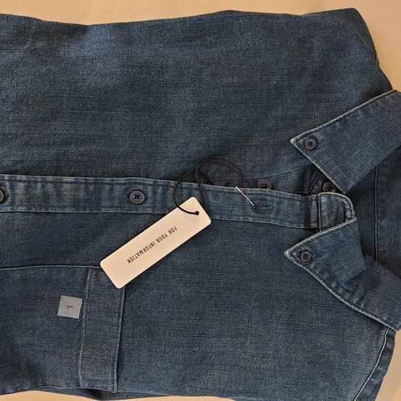 Express Dark Blue NWT Men’s L Denim Button Collared Shirt - Picture 2 of 16